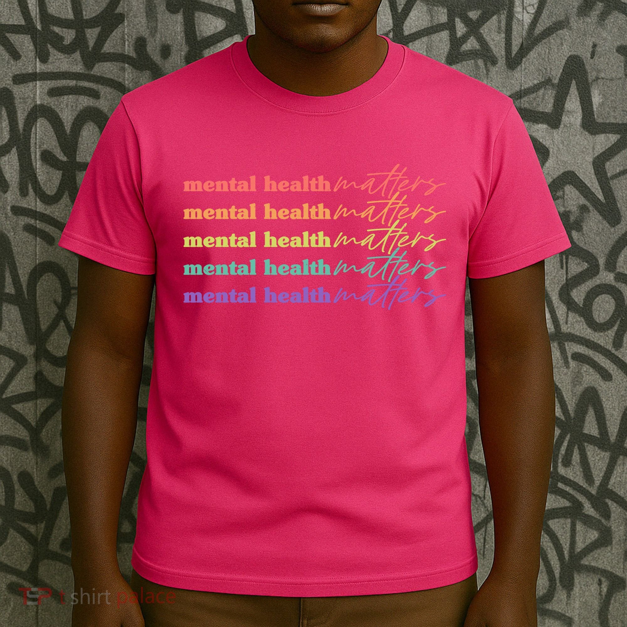 Colorful Retro Mental Health Matters T-Shirt