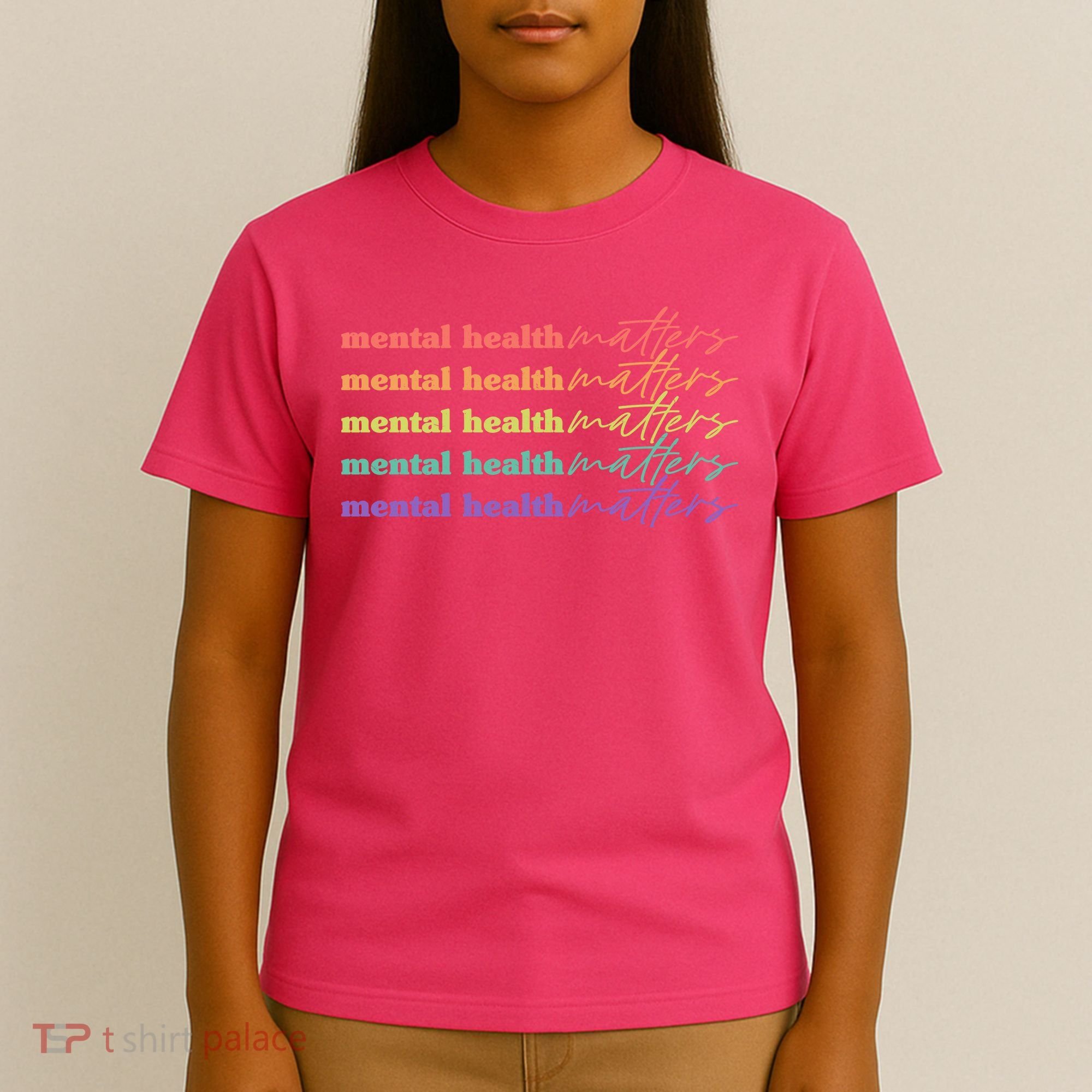 Colorful Retro Mental Health Matters T-Shirt