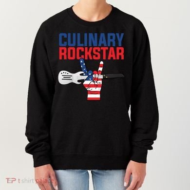 Culinary Rockstar Merica Flag Funny Chef Cook Culinary Lover Gift Women's Sweatshirt