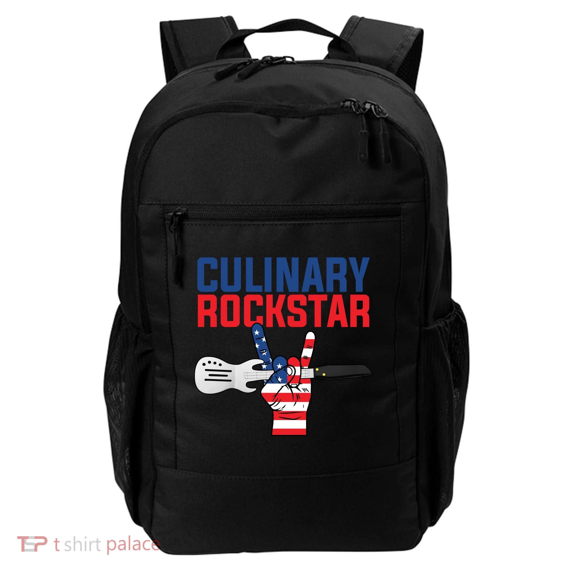 Culinary Rockstar Merica Flag Funny Chef Cook Culinary Lover Gift Backpack