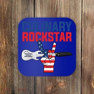 Culinary Rockstar Merica Flag Funny Chef Cook Culinary Lover Gift Coaster