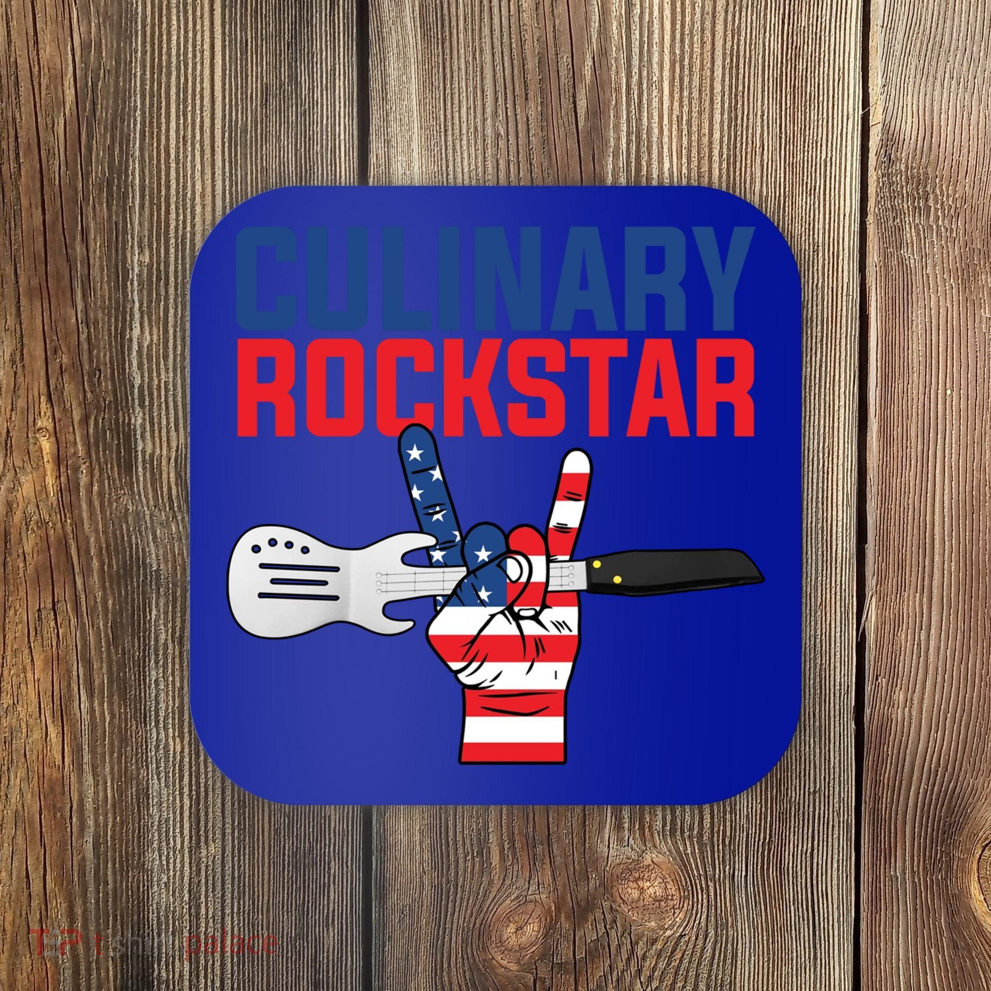 Culinary Rockstar Merica Flag Funny Chef Cook Culinary Lover Gift Coaster