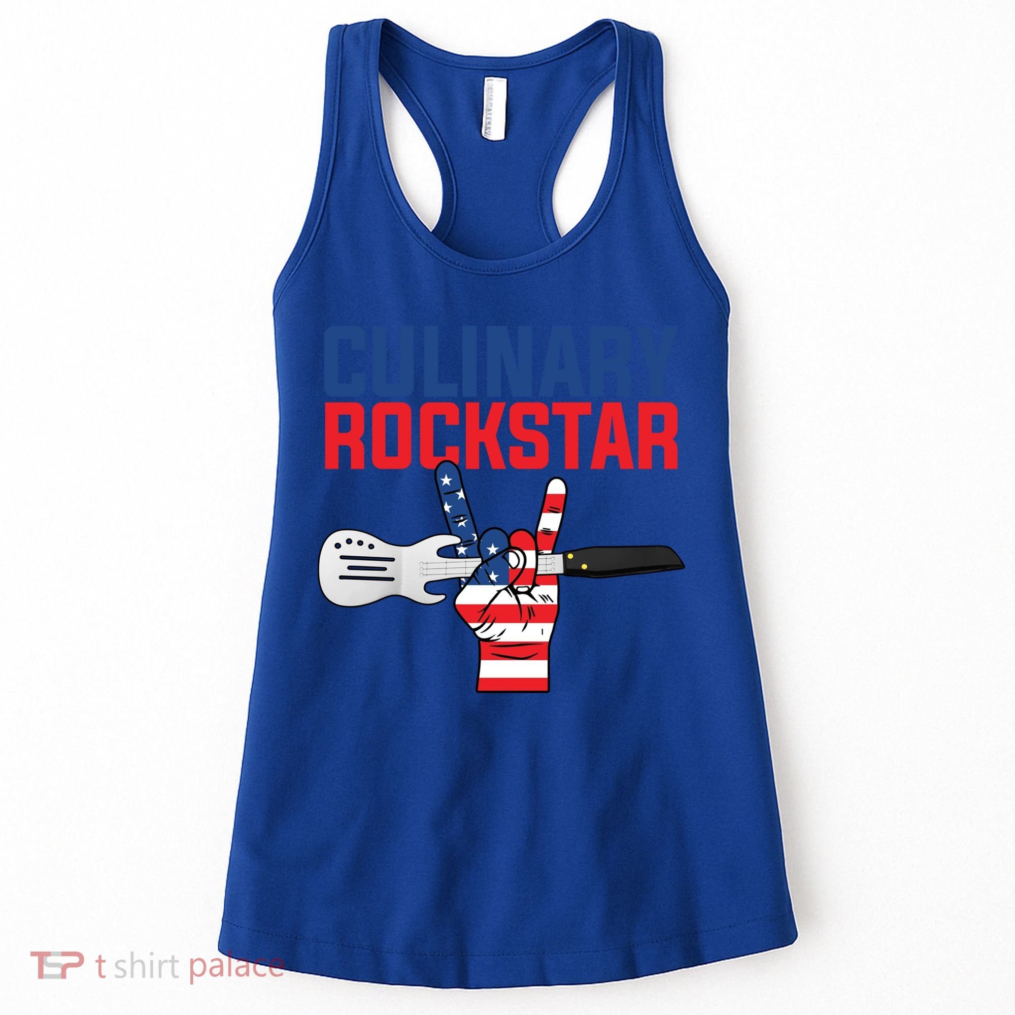 Culinary Rockstar Merica Flag Funny Chef Cook Culinary Lover Gift Women's Tank Top