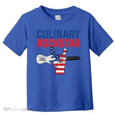 Culinary Rockstar Merica Flag Funny Chef Cook Culinary Lover Gift Toddler T-Shirt