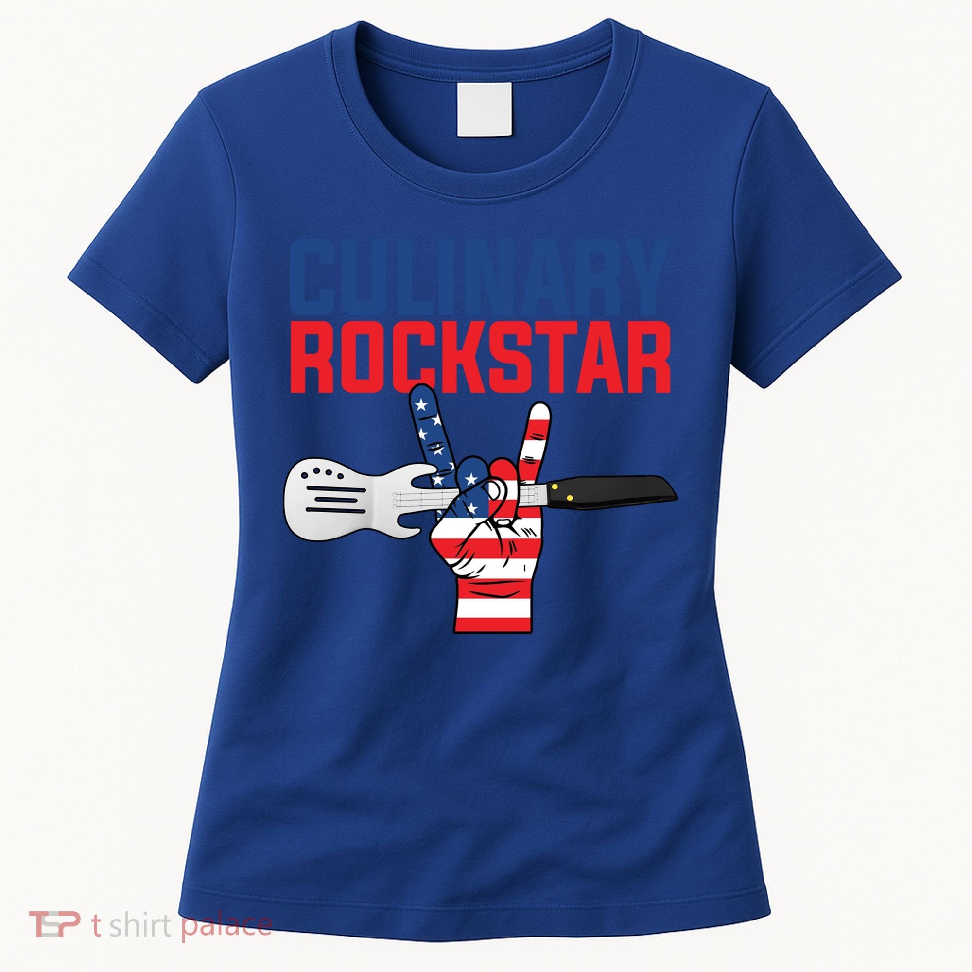 Culinary Rockstar Merica Flag Funny Chef Cook Culinary Lover Gift Women's T-Shirt