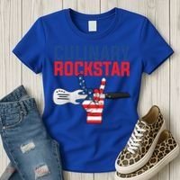 Culinary Rockstar Merica Flag Funny Chef Cook Culinary Lover Gift Women's T-Shirt thumb 3