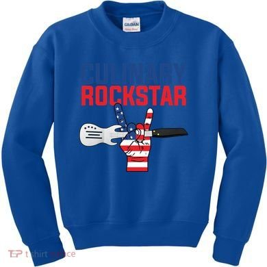 Culinary Rockstar Merica Flag Funny Chef Cook Culinary Lover Gift Kids Sweatshirt