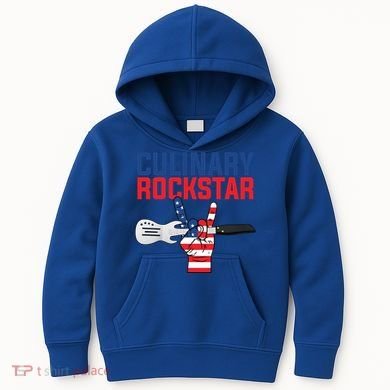 Culinary Rockstar Merica Flag Funny Chef Cook Culinary Lover Gift Kids Hoodie
