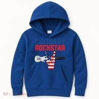 Culinary Rockstar Merica Flag Funny Chef Cook Culinary Lover Gift Kids Hoodie thumb 0