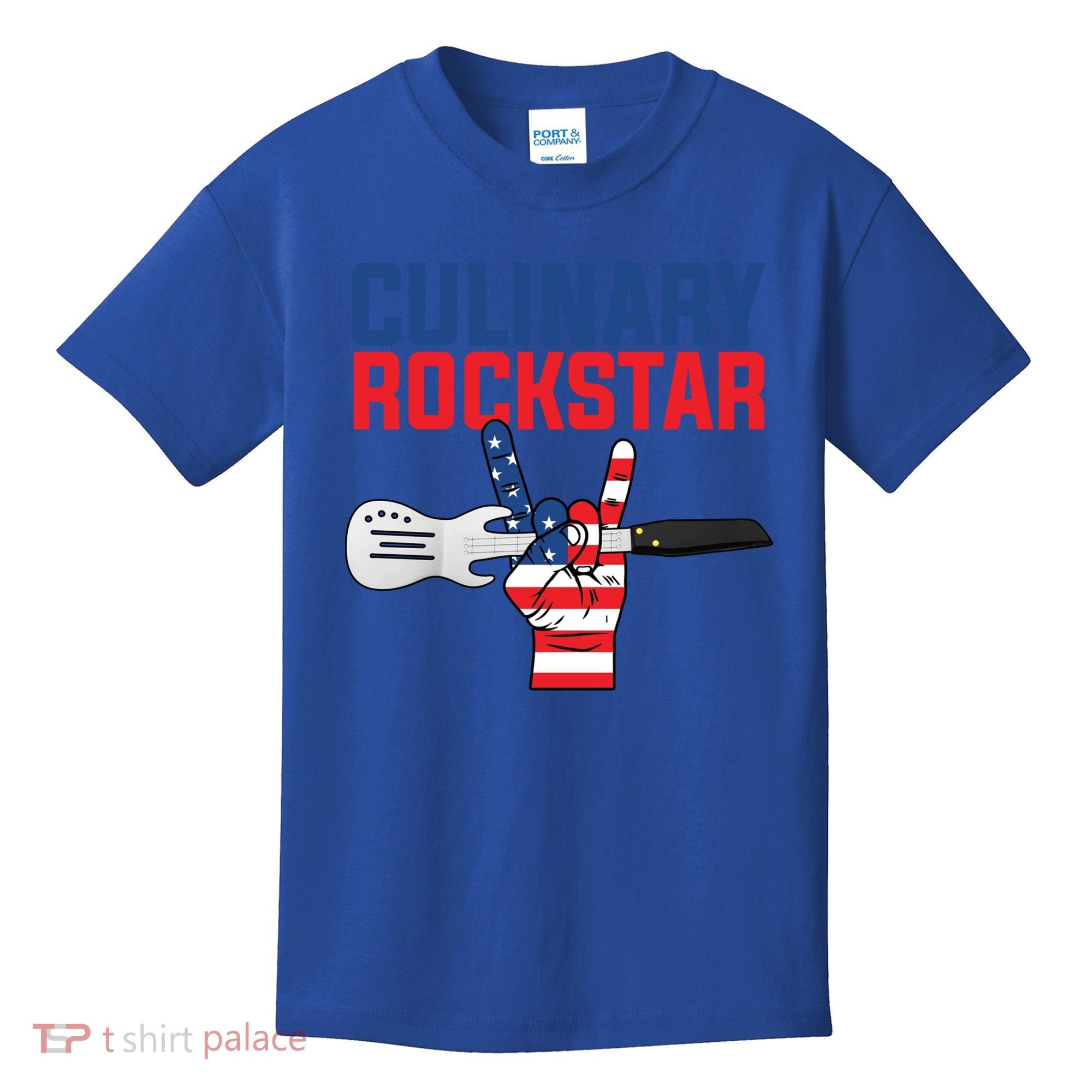 Culinary Rockstar Merica Flag Funny Chef Cook Culinary Lover Gift Kids T-Shirt