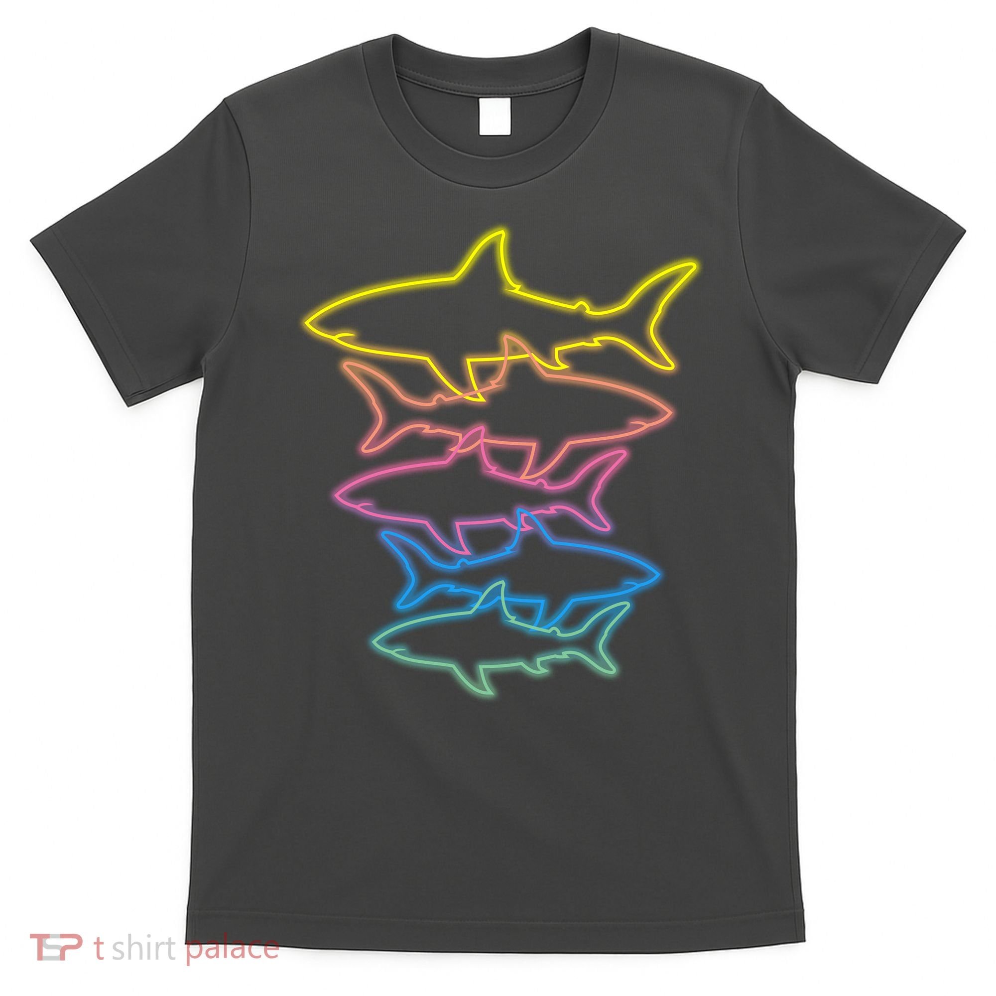 Colorful Retro Neon Sharks T-Shirt