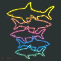 Colorful Retro Neon Sharks T-Shirt thumb 7