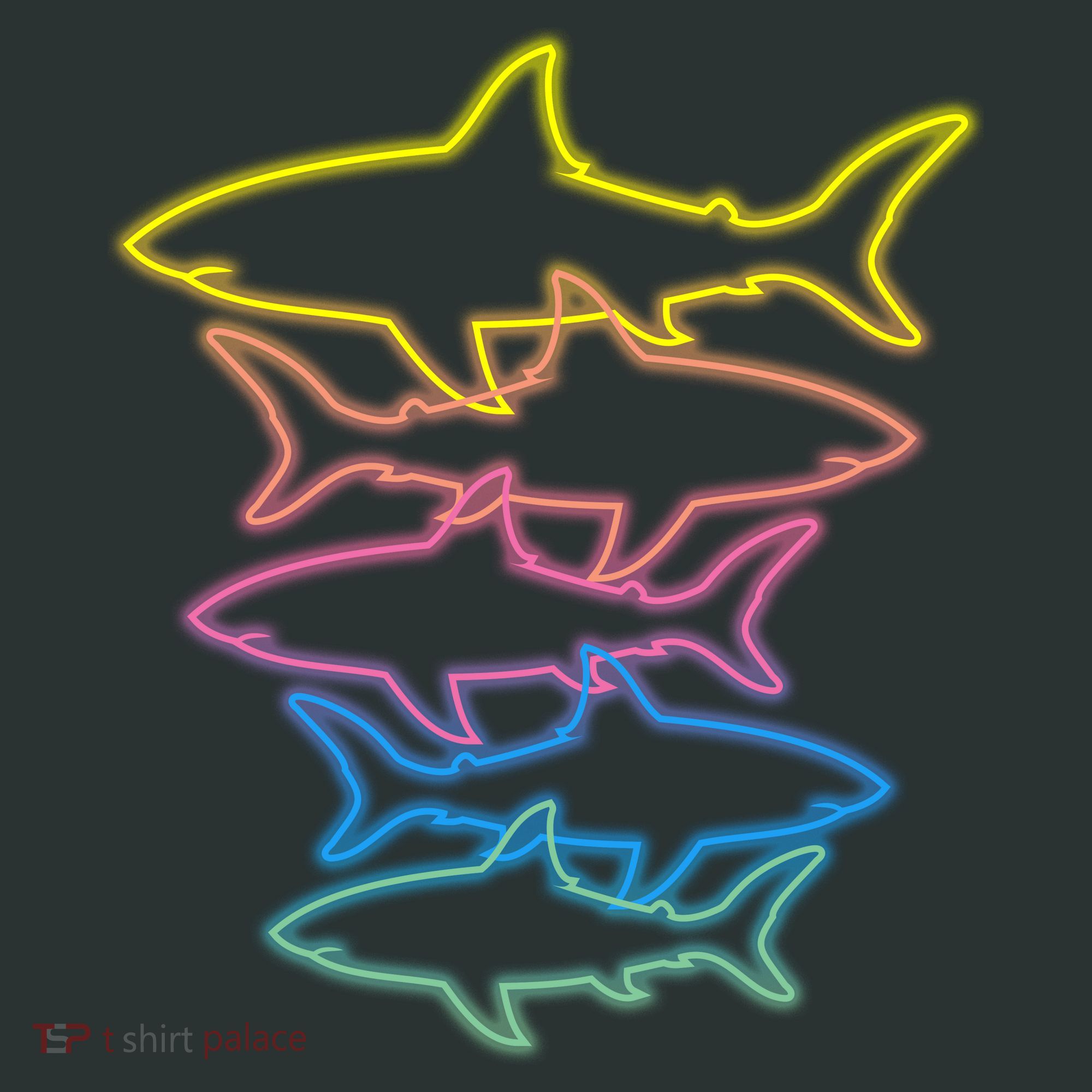 Colorful Retro Neon Sharks T-Shirt