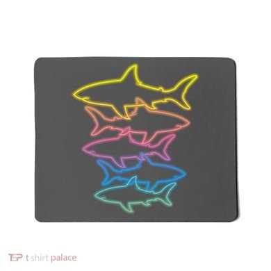 Colorful Retro Neon Sharks Mousepad