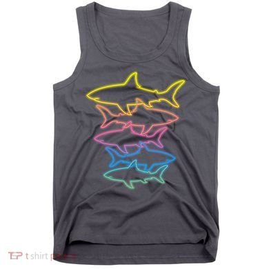 Colorful Retro Neon Sharks Tank Top