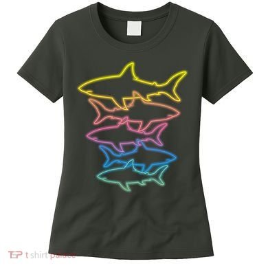 Colorful Retro Neon Sharks Women's T-Shirt