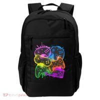 Cool Retro Neon Graffiti Video Game Controllers Backpack thumb 0