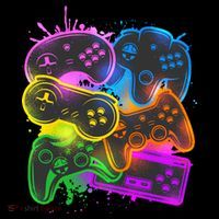 Cool Retro Neon Graffiti Video Game Controllers Backpack thumb 2
