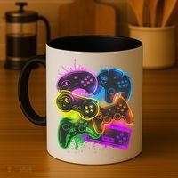Cool Retro Neon Graffiti Video Game Controllers Coffee Mug thumb 4