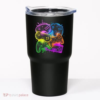 Cool Retro Neon Graffiti Video Game Controllers Tumbler