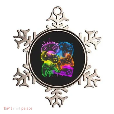 Cool Retro Neon Graffiti Video Game Controllers Ornament