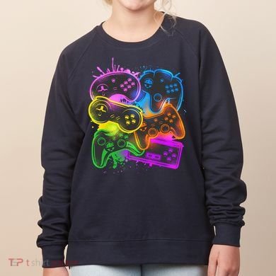 Cool Retro Neon Graffiti Video Game Controllers Women's Sweatshirt