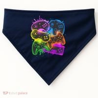 Cool Retro Neon Graffiti Video Game Controllers USA-Made Doggie Bandana thumb 0