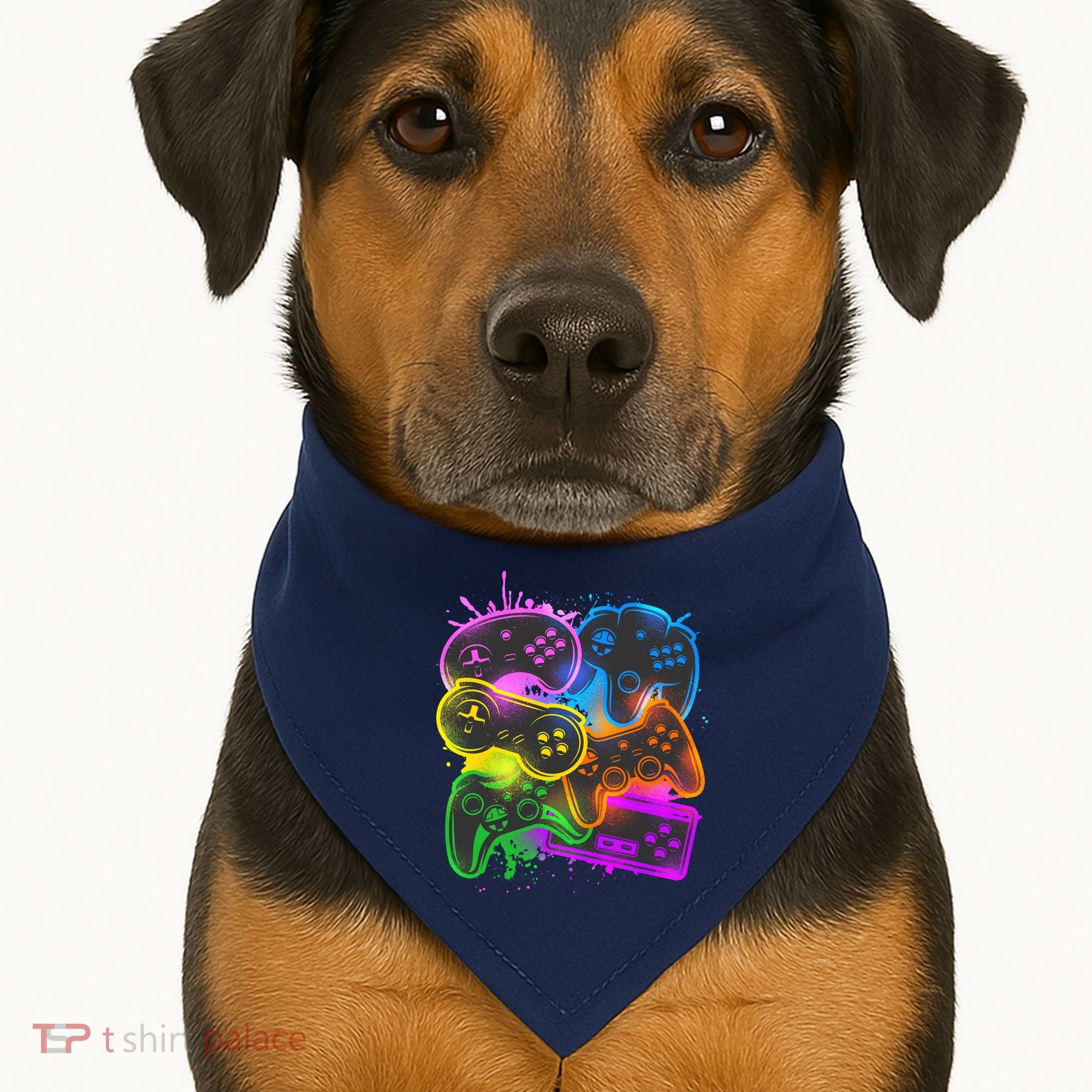 Cool Retro Neon Graffiti Video Game Controllers USA-Made Doggie Bandana