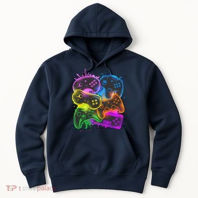 Cool Retro Neon Graffiti Video Game Controllers Hoodie