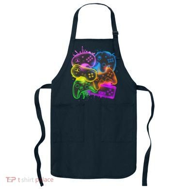Cool Retro Neon Graffiti Video Game Controllers Apron