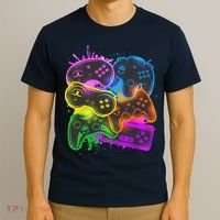 Cool Retro Neon Graffiti Video Game Controllers T-Shirt thumb 3