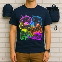 Cool Retro Neon Graffiti Video Game Controllers T-Shirt thumb 6