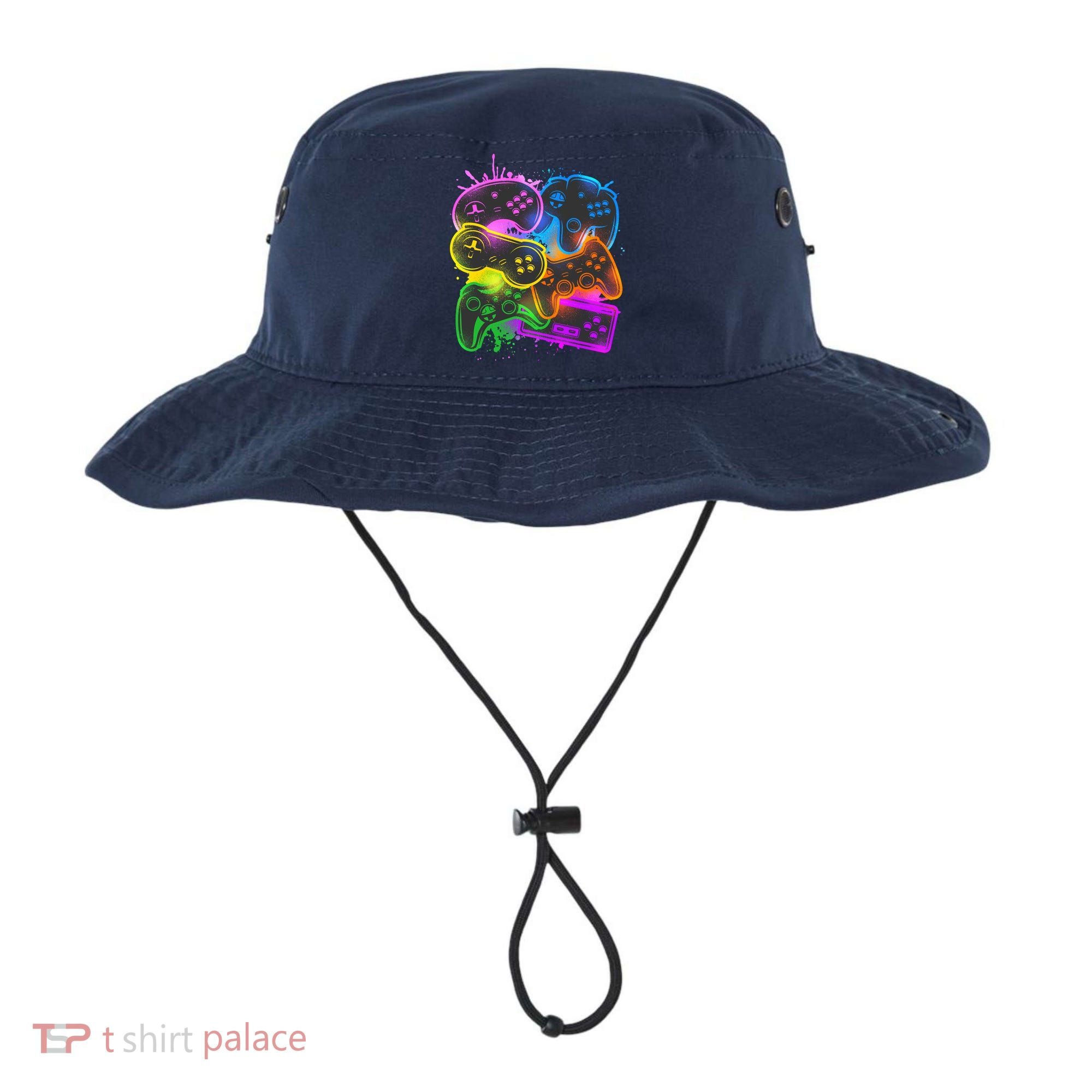 Cool Retro Neon Graffiti Video Game Controllers Bucket Hat