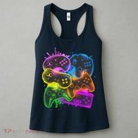 Cool Retro Neon Graffiti Video Game Controllers Women's Tank Top thumb 3