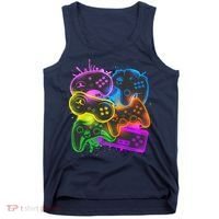 Cool Retro Neon Graffiti Video Game Controllers Tank Top thumb 0