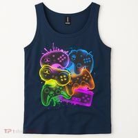 Cool Retro Neon Graffiti Video Game Controllers Tank Top thumb 2