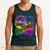 Cool Retro Neon Graffiti Video Game Controllers Tank Top thumb 3