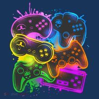 Cool Retro Neon Graffiti Video Game Controllers Golf Towel thumb 3