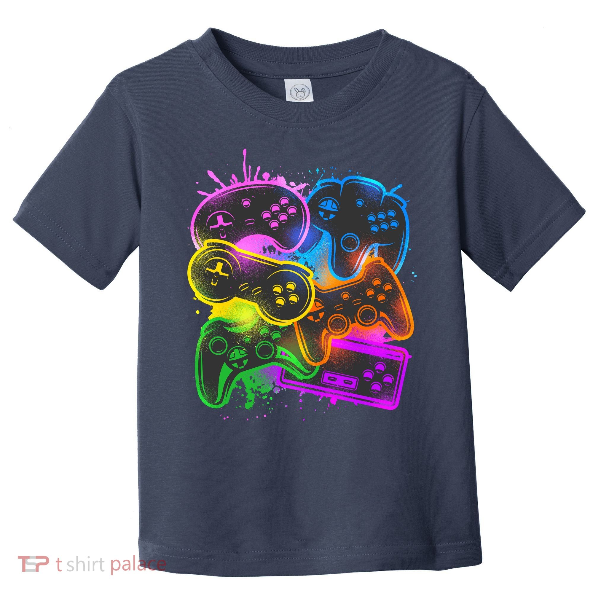 Cool Retro Neon Graffiti Video Game Controllers Toddler T-Shirt
