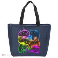 Cool Retro Neon Graffiti Video Game Controllers Tote Bag thumb 0