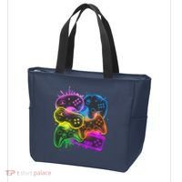 Cool Retro Neon Graffiti Video Game Controllers Tote Bag thumb 3