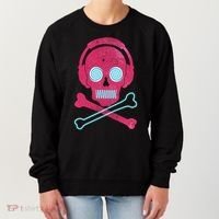 Cool Retro Neon Headphones Skull Music Lover Women's Sweatshirt thumb 0