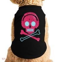 Cool Retro Neon Headphones Skull Music Lover Doggie Tank thumb 0