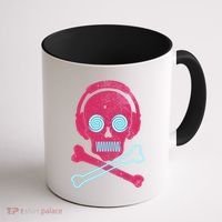 Cool Retro Neon Headphones Skull Music Lover Coffee Mug thumb 1