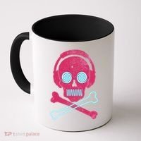 Cool Retro Neon Headphones Skull Music Lover Coffee Mug thumb 0