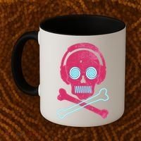 Cool Retro Neon Headphones Skull Music Lover Coffee Mug thumb 2