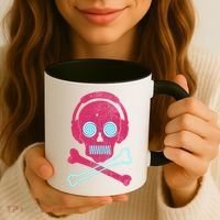 Cool Retro Neon Headphones Skull Music Lover Coffee Mug thumb 3