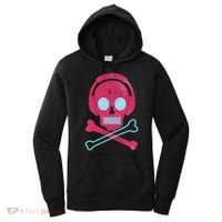 Cool Retro Neon Headphones Skull Music Lover Women's Hoodie thumb 0
