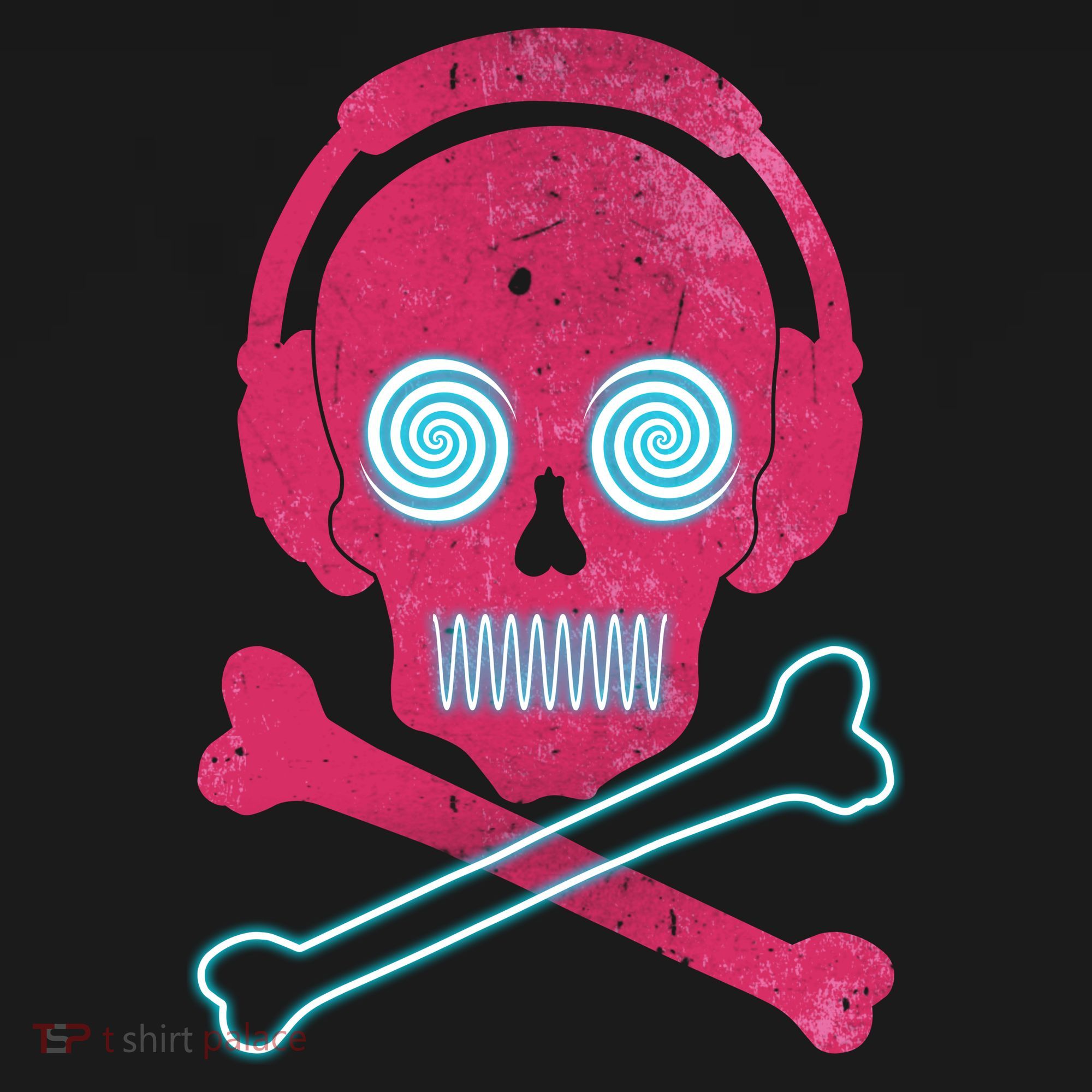 Cool Retro Neon Headphones Skull Music Lover Women's Hoodie