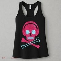 Cool Retro Neon Headphones Skull Music Lover Women's Tank Top thumb 3